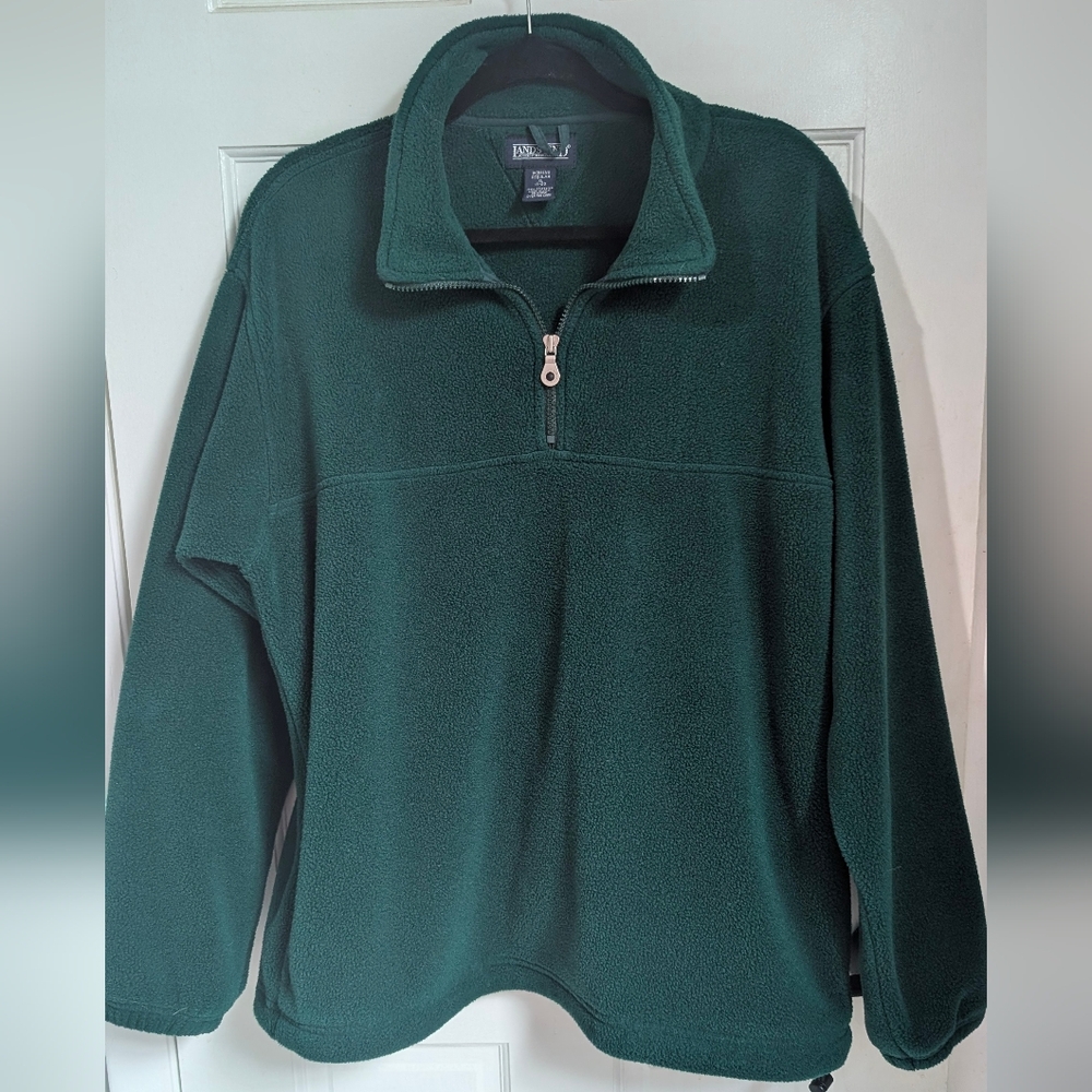 Lands' End Women's Full-Zip Mid-Weight Fleece Jacket, Classic Green